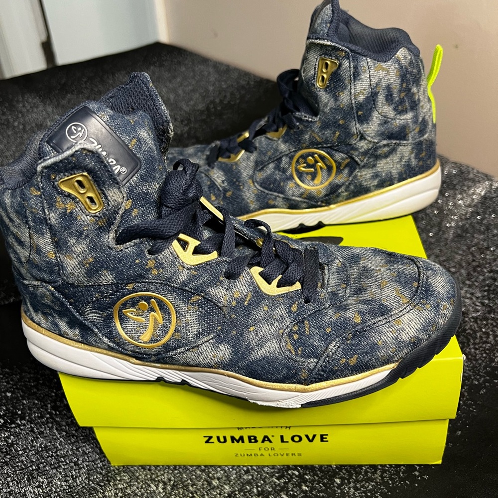 ZUMBA DENIM HIGH TOP SNEAKERS- SIZE 7.5